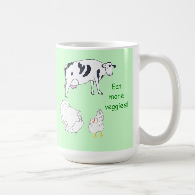 Krukor med Krav på mer Grönsaker Ko Kalkon Kycklin Kaffemugg (Höger)
