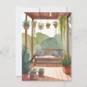 Krukporch Akvarell Botanisk Målad Kort