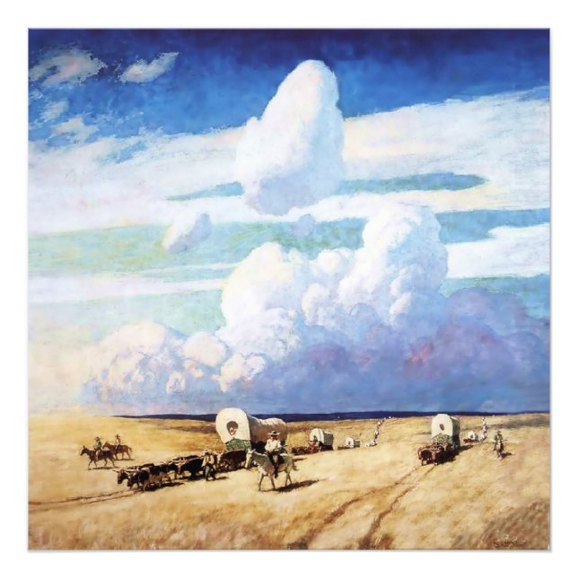 “Krukvagnar” västerländsk konst av NC Wyeth Fototryck (Framsidan)