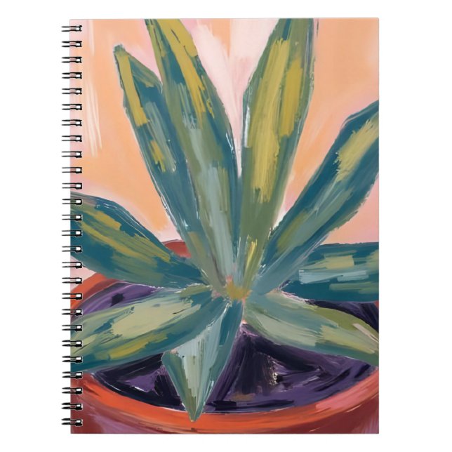 Krukväxt Modern Botanisk Grön Akvarell Anteckningsbok (Framsidan)