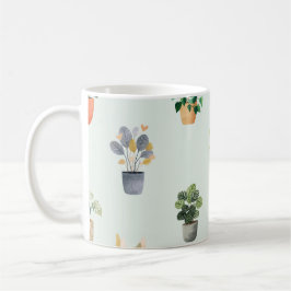 Krukväxt Mönster Botanisk Inomhus Växt Design Kaffemugg