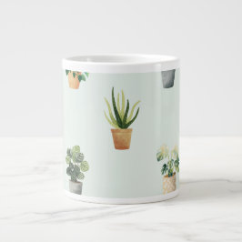 Krukväxt Mönster Botanisk Inomhusväxt Design Jumbo Mugg
