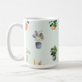 Krukväxt Mönster Botanisk Inomhusväxt Design Kaffemugg