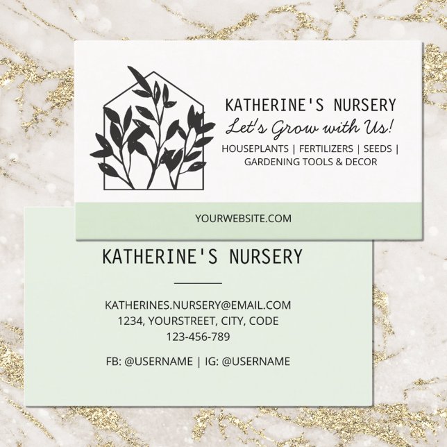 Krukväxtbutik Modern Abstrakt Plantskola Visitkort (Front and Back side)