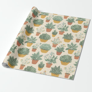 Krukväxter Blommor Botanisk Illustrationsstil Presentpapper