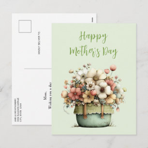 Krukväxter Blommor Mysig Gammaldags Söt Mors Dag Helg Vykort