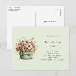 Krukväxter Mysig shabby mormorsdagsbrunch Inbjudan Vykort