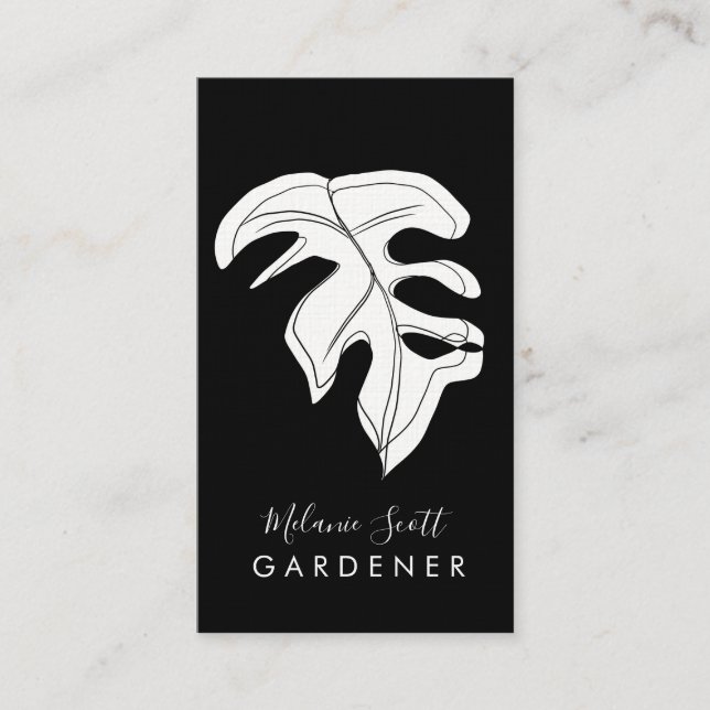 Krukväxtodlare Monstera Svart Vitt Visitkort (Framsida)