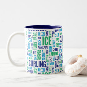 Krullande Lingokaffemugg - blått och grönt Två-Tonad Mugg