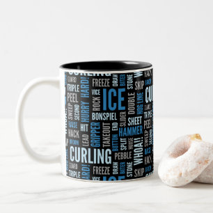 Krullande Lingokaffemugg - blått och svart Två-Tonad Mugg