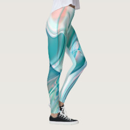 Krumpen kurvor i ljusskuggor av blått och rosa leggings