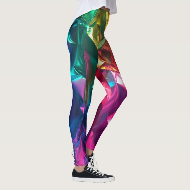 Krumppade regnbågslangar leggings (Höger)