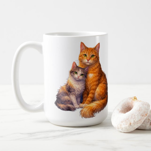 Krus av kalikaoch tabbymössor  kaffemugg (Med munk)