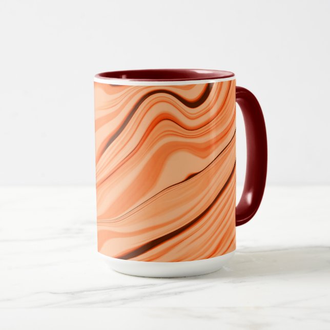 Krusar i orange, böjda bruna cylindrar mugg (Framsida höger)