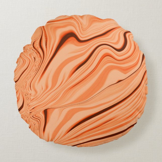 Krusar i orange, böjda bruna cylindrar rund kudde (Framsidan)