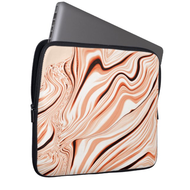 Krusar i skuggor av beige, böjda bruna cylindrar laptop fodral (Framsidan Höger)