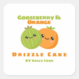 Krusbär och orange-droppkaka fyrkantigt klistermärke