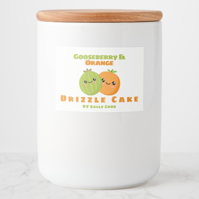 Krusbär och orange-droppkaka mat etiketter (Framsida)