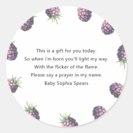 Krusbärsbabyshower - Etikett för böneböcker