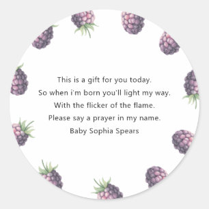 Krusbärsbabyshower - Etikett för böneböcker