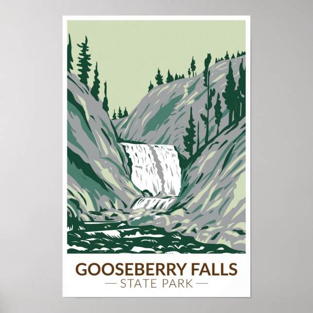 Krusbärsfallen Minnesota Vintage Poster (Framsidan)
