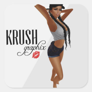 Krush Graphix av Ahsek Novel Stickers 20 Fyrkantigt Klistermärke
