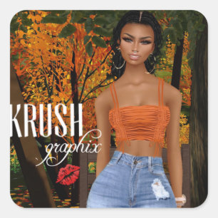 Krush Graphix av Ahsek Novel Stickers 43 Fyrkantigt Klistermärke