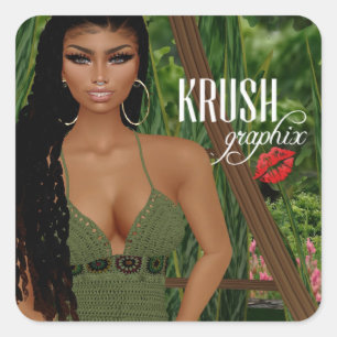 Krush Graphix av Ahsek Novel Stickers 58 Fyrkantigt Klistermärke