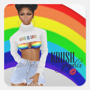 Krush Graphix LoveIsLove Stickers 00 Fyrkantigt Klistermärke