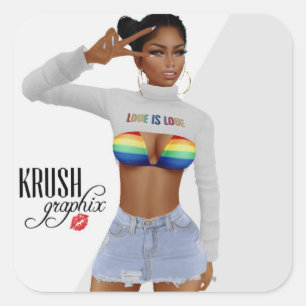 Krush Graphix LoveIsLove Stickers 01 Fyrkantigt Klistermärke