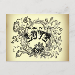 Krusidullen virvlar runt vintage bröllopspara meddelande vykort