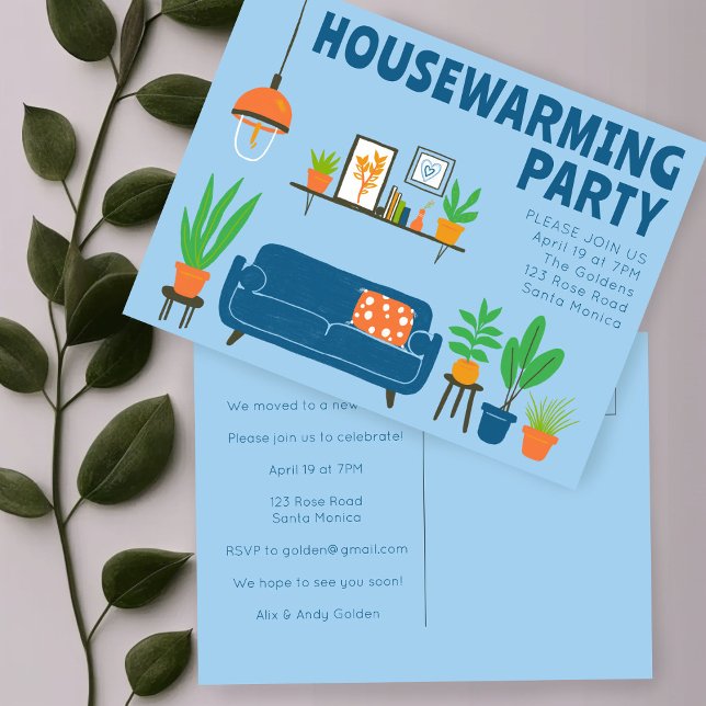 Krusifikatsfest Snygg vardagsrumssoffa  Vykort (Housewarming Party Invite Cute Living Room Sofa
Postcard Invitation)