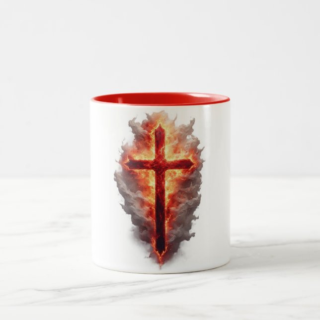 Krusifix kaffemugg med flamma (Center)