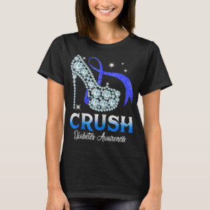 Krusning av diabetesmedvetande Bling Blue Ribbon T Shirt