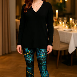 Krusningseffekt: Abstrakt blå på svart Leggings
