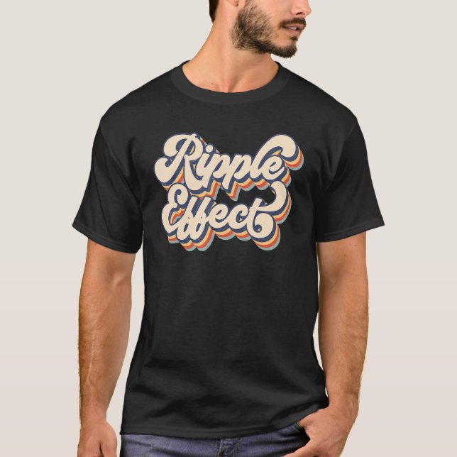 Krusningseffekttypografi Retro Sunset Ripple Eff T Shirt (Framsida)