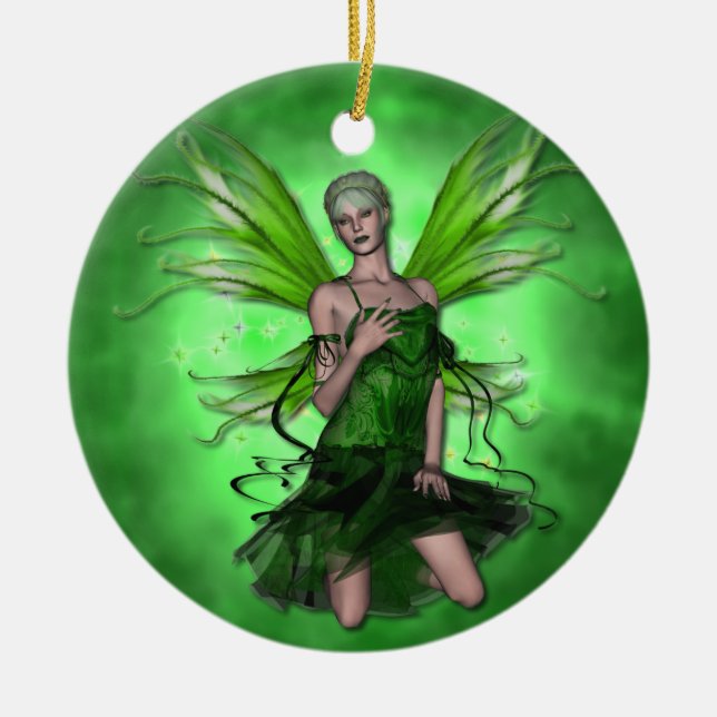 Krw-Absinthe den gröna fefantasiprydnaden Julgransprydnad Keramik (Framsidan)
