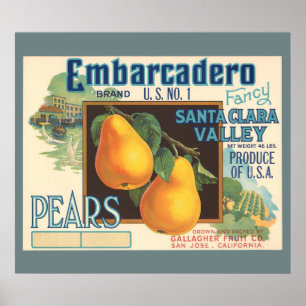 KRW ANPASSNINGSBAR Embarcadero Pears Vintage Låda- Poster