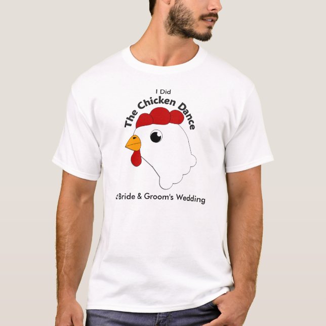 KRW Anpassningsbar Funny Chicken Dance Bröllop T Shirt (Framsida)