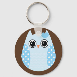 Krw-blåttpolkaen pricker den ugglaKeychain favör Nyckelring