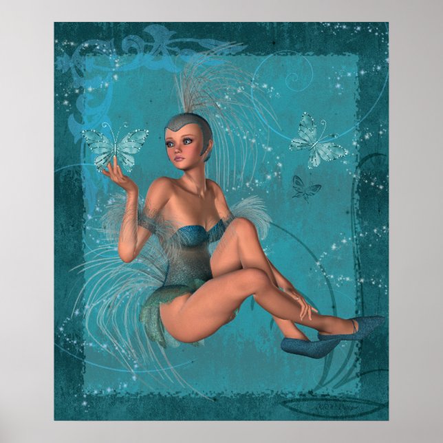 KRW Blue Sprite och Butterflies Poster (Framsidan)