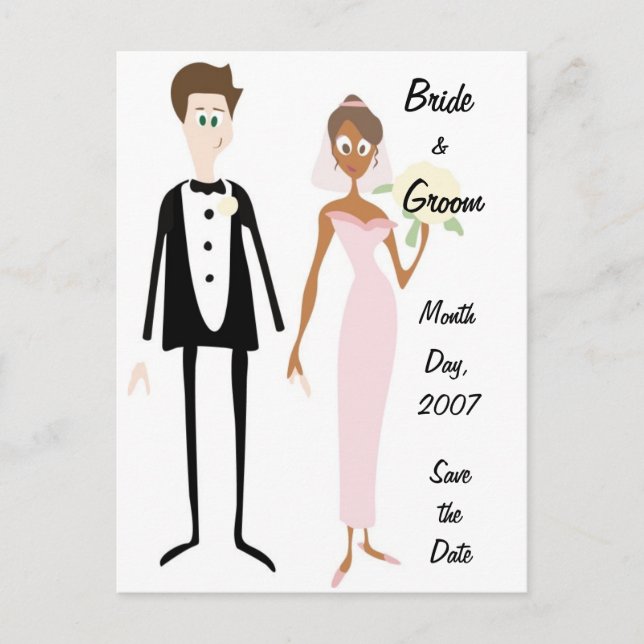 KRW Bride & Groom Save Date Anpassningsbar Postcar Meddelande Vykort (Framsida)