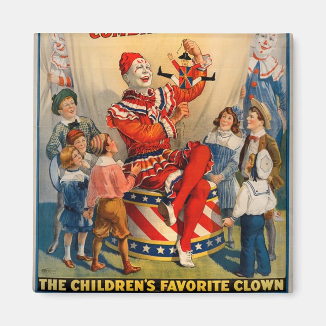 KRW Circus Clown Vintage Magnet (Framsidan)