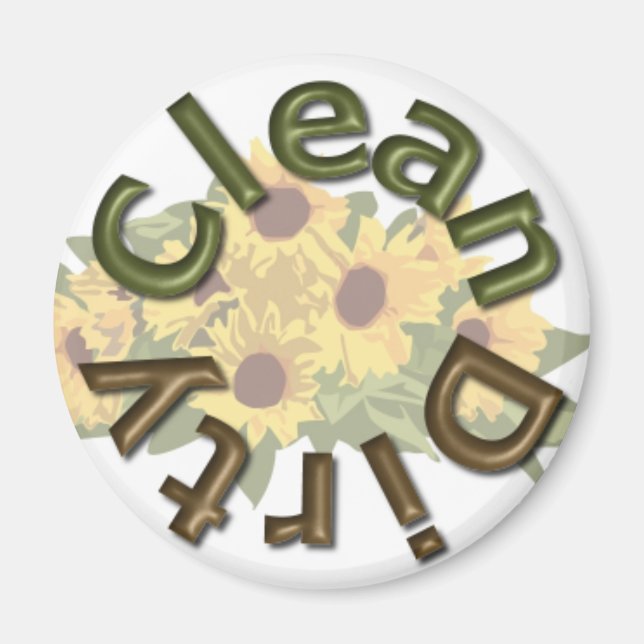 KRW Clean och Dirty 3-tums Solros Kitchen Magne Magnet (Framsidan)