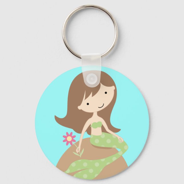 KRW Cute Blue Sjöjungfru Keychain Nyckelring (Framsida)