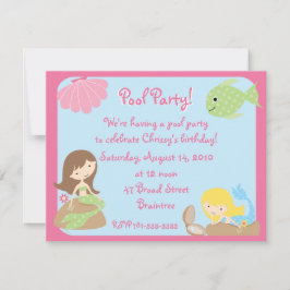 KRW Cute Sjöjungfru Bassäng Party-inbjudningar Inbjudningar