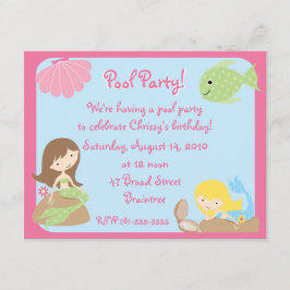 KRW Cute Sjöjungfru Bassäng Party-inbjudningar Inbjudningar