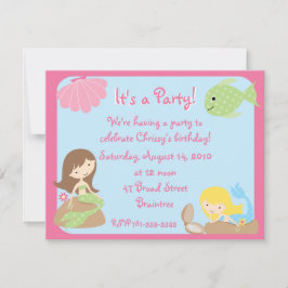 KRW Cute Sjöjungfru Födelsedagsfest inbjudan