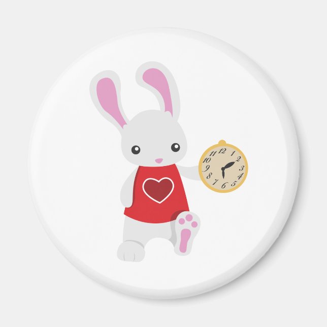 KRW Cute Wonderland White Rabbit Magnet (Framsidan)