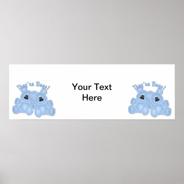 KRW De är Boys Twin Blue Bears Shower Banner Poster (Framsidan)